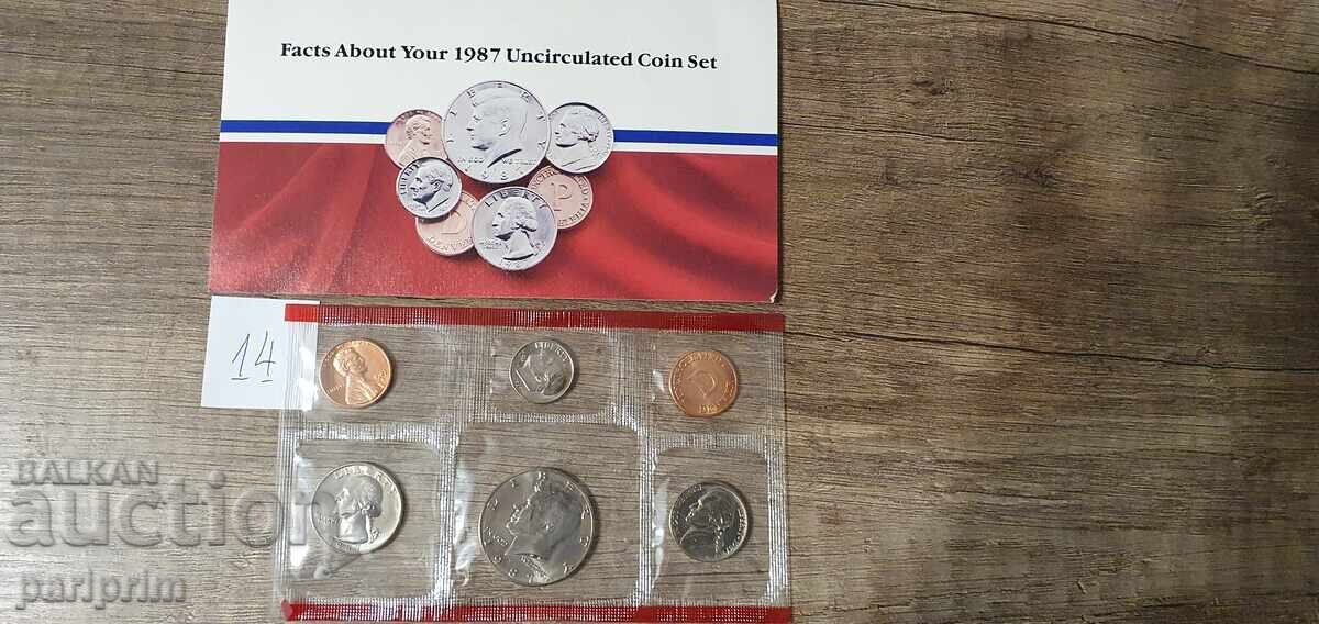 SUA, 1987. Lot de 6 monede necirculate. BZC