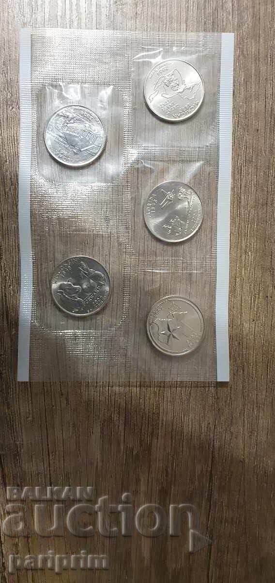 SUA, 2004. Lot de 5 monede necirculate. BZC cu preț € 0.01 | 0.02 BGN