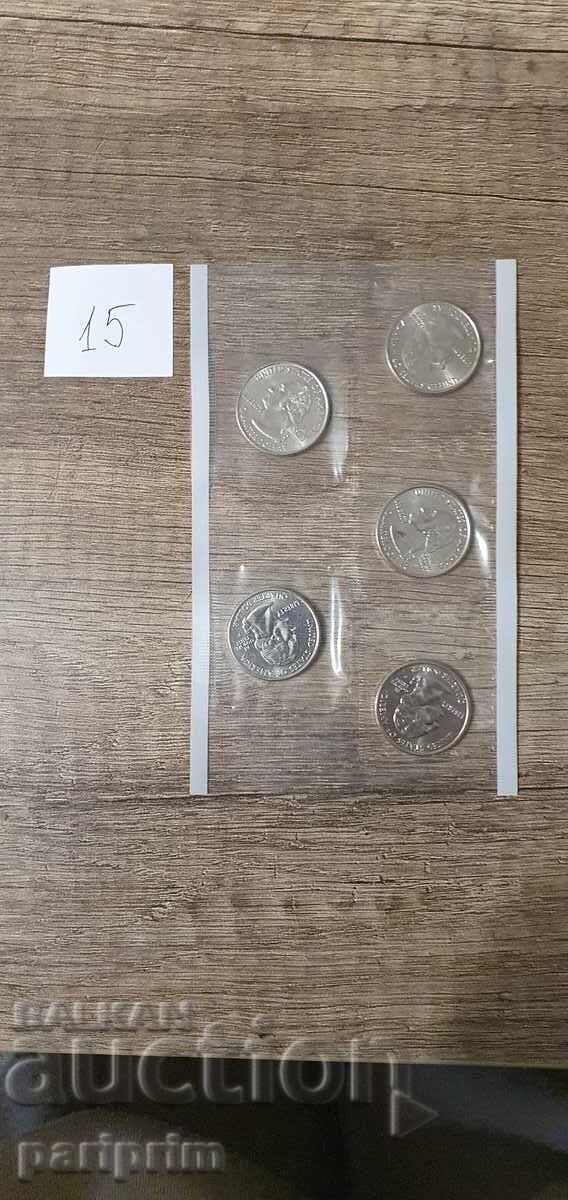 SUA, 2004. Lot de 5 monede necirculate. BZC