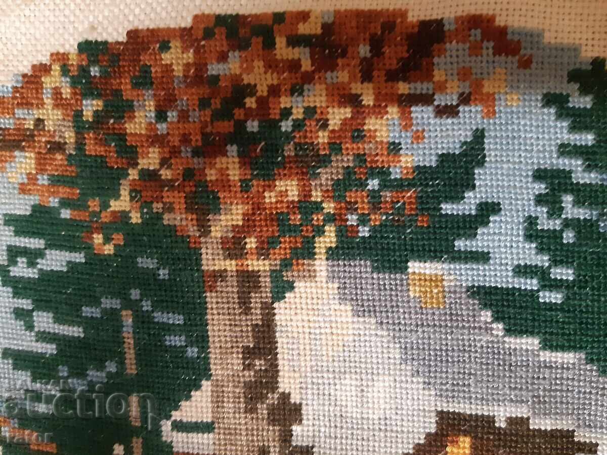 Auction  Old hand-stitched tapestry WINTER