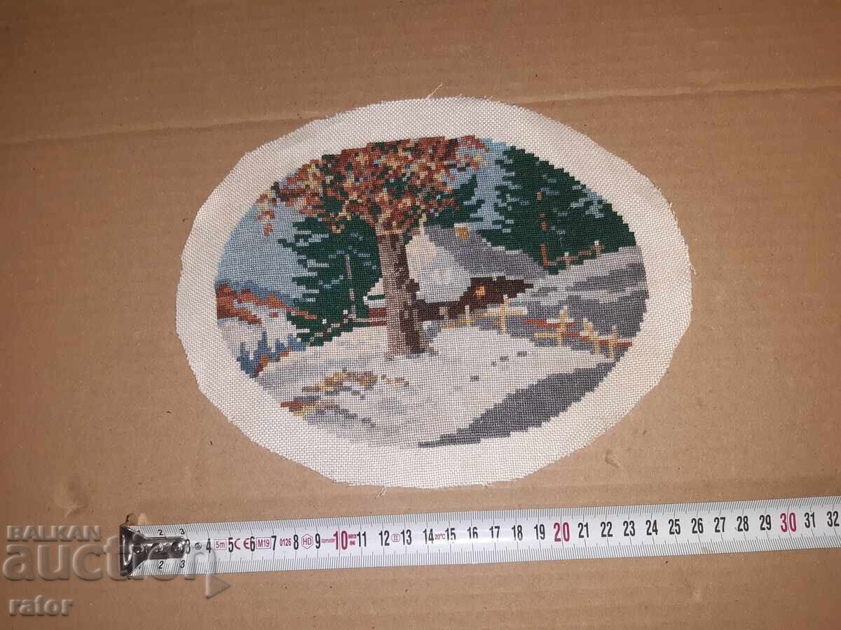 Old hand-stitched tapestry WINTER