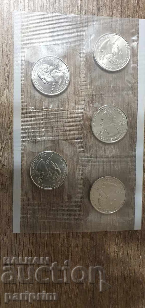 Licitație SUA, 2005. Lot de 5 monede necirculate. BZC