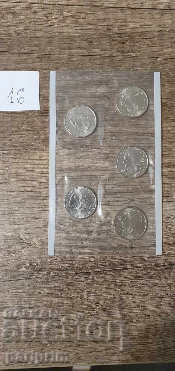 SUA, 2005. Lot de 5 monede necirculate. BZC