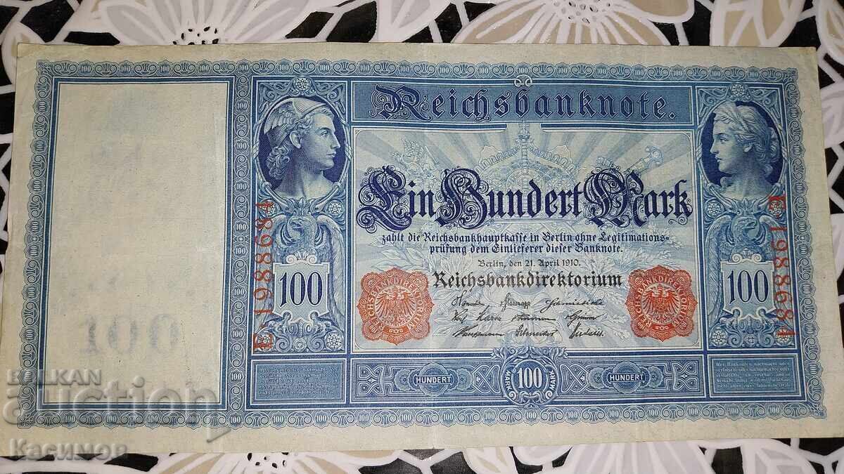 Licitație Veche bancnotă germană 100 Mărci 1910 Anul nouă bancnotă Licitație Veche bancnotă germană 100 Mărci 1910 Anul nouă bancnotă