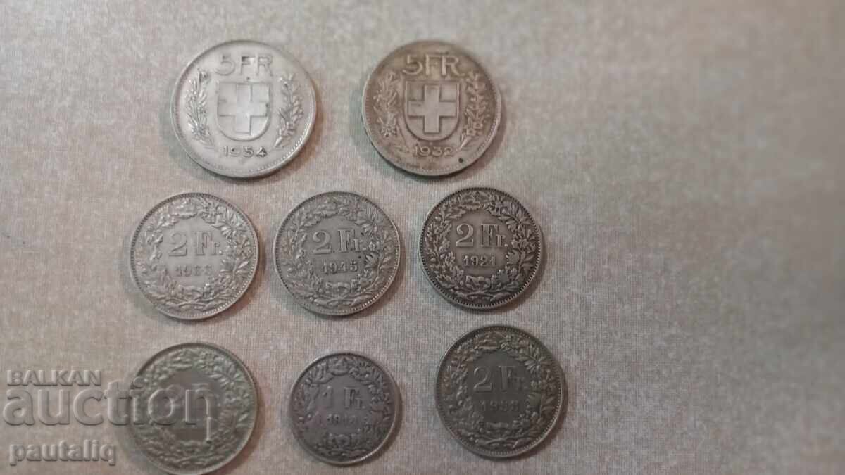 Lot of Silver Coins Switzerland