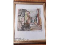 Painting Old Sofia - street, Petar Nenov, monotype