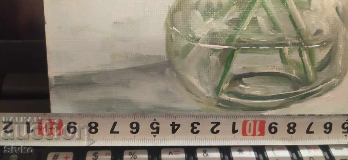 Картина, ваза с цветя, масло, платно, подпис Антон Йорданов с цена € 19.99 | 39.10 лв.