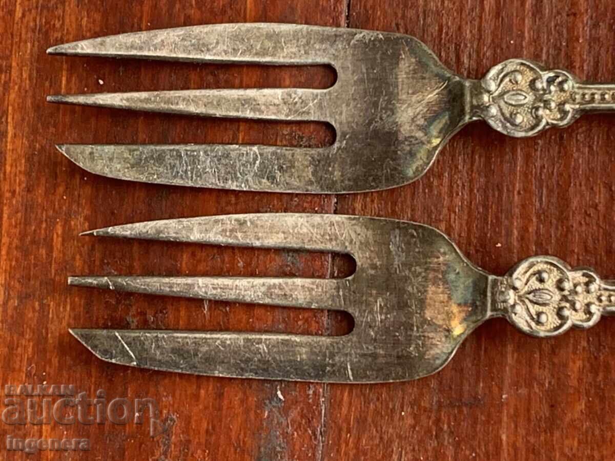 Πιρούνι ασημένιο σμάλτο μαρκαρισμένο αντίκα - 2 τμχ - 7