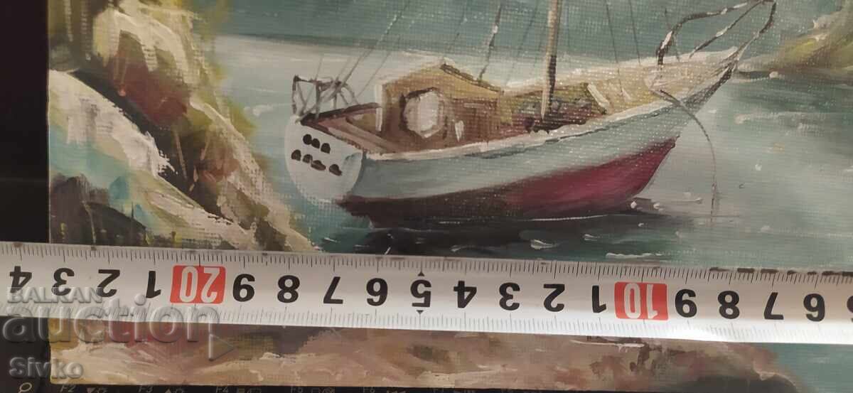Tablou, ulei, pânză, barcă, semnat Anton Iordanov cu preț € 19.99 | 39.10 BGN