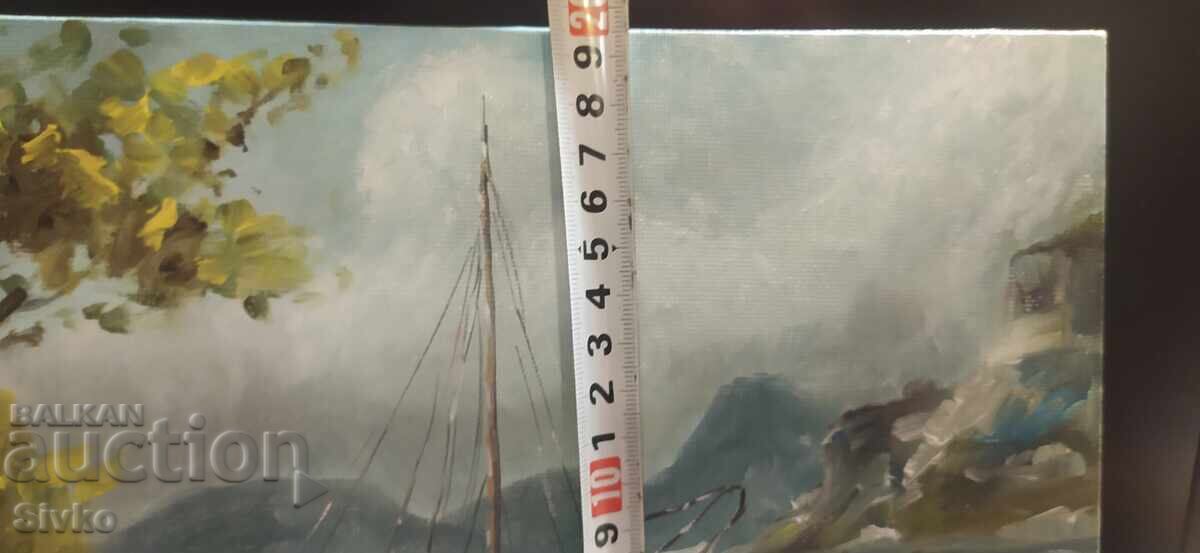Licitație Tablou, ulei, pânză, barcă, semnat Anton Iordanov