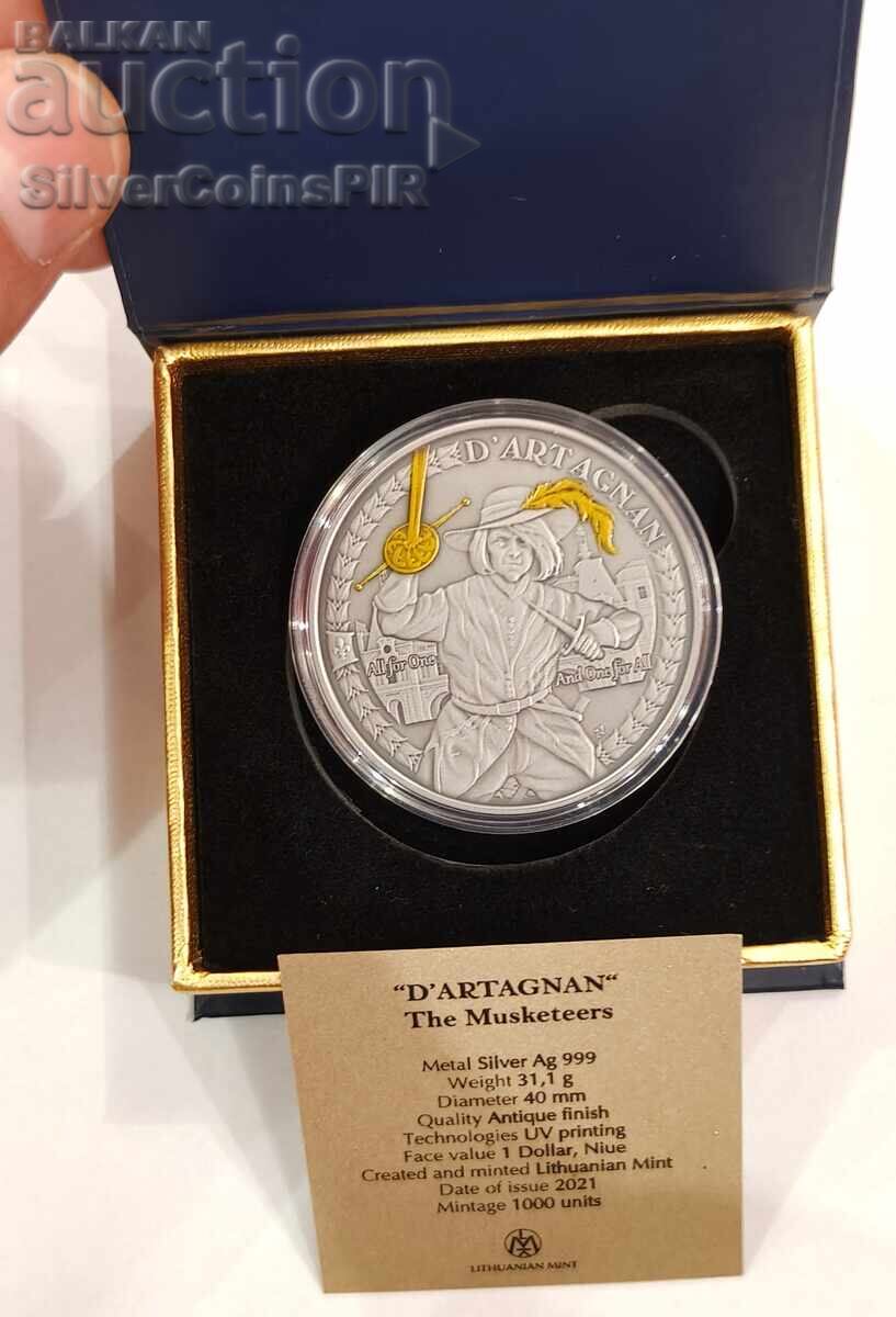 Auction  Silver 1 oz D'Artagnan The Three Musketeers 2021 Niue Islands