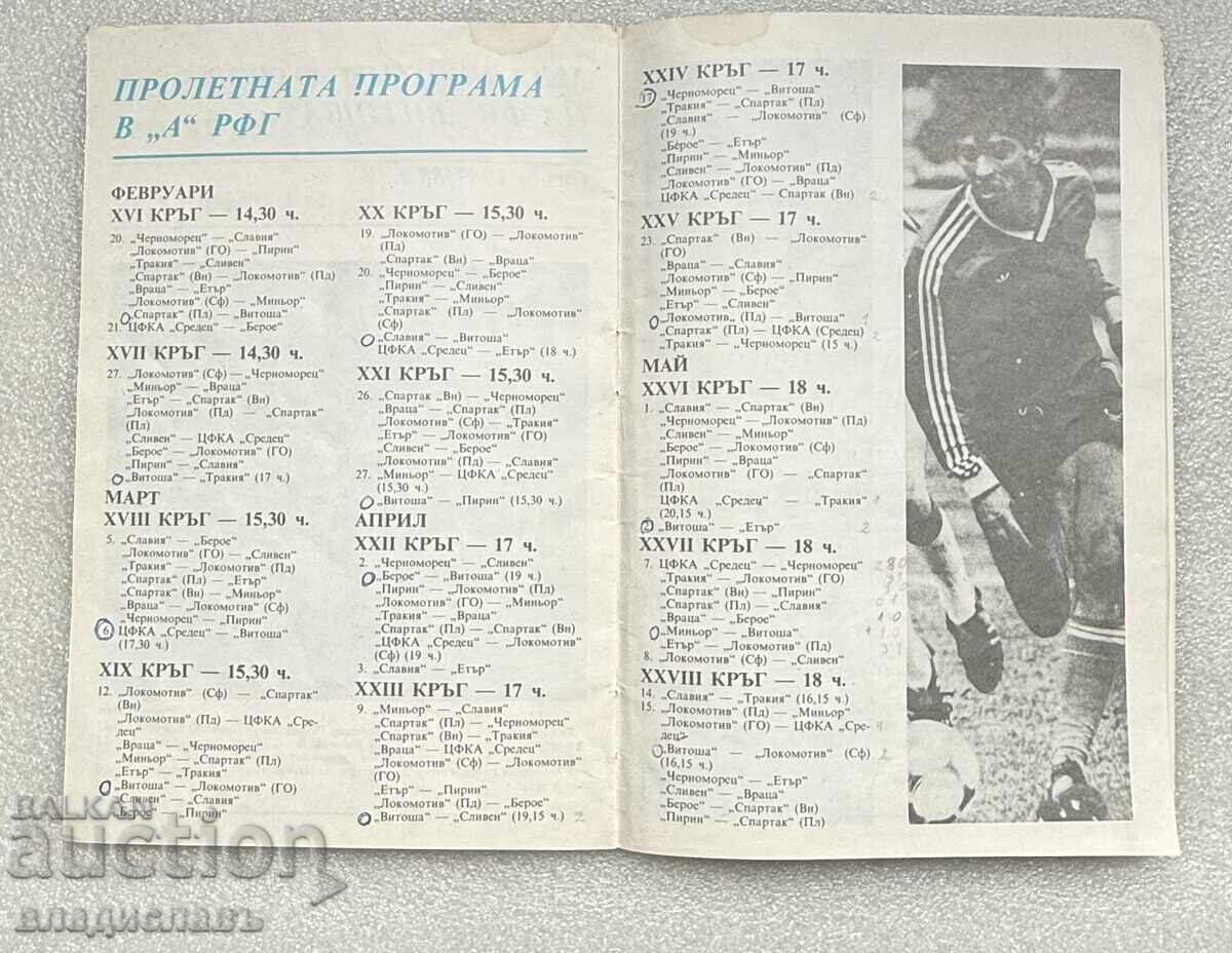 футболна програма ФК ВИТОША пролет 88 с цена € 25.00 | 48.90 лв.