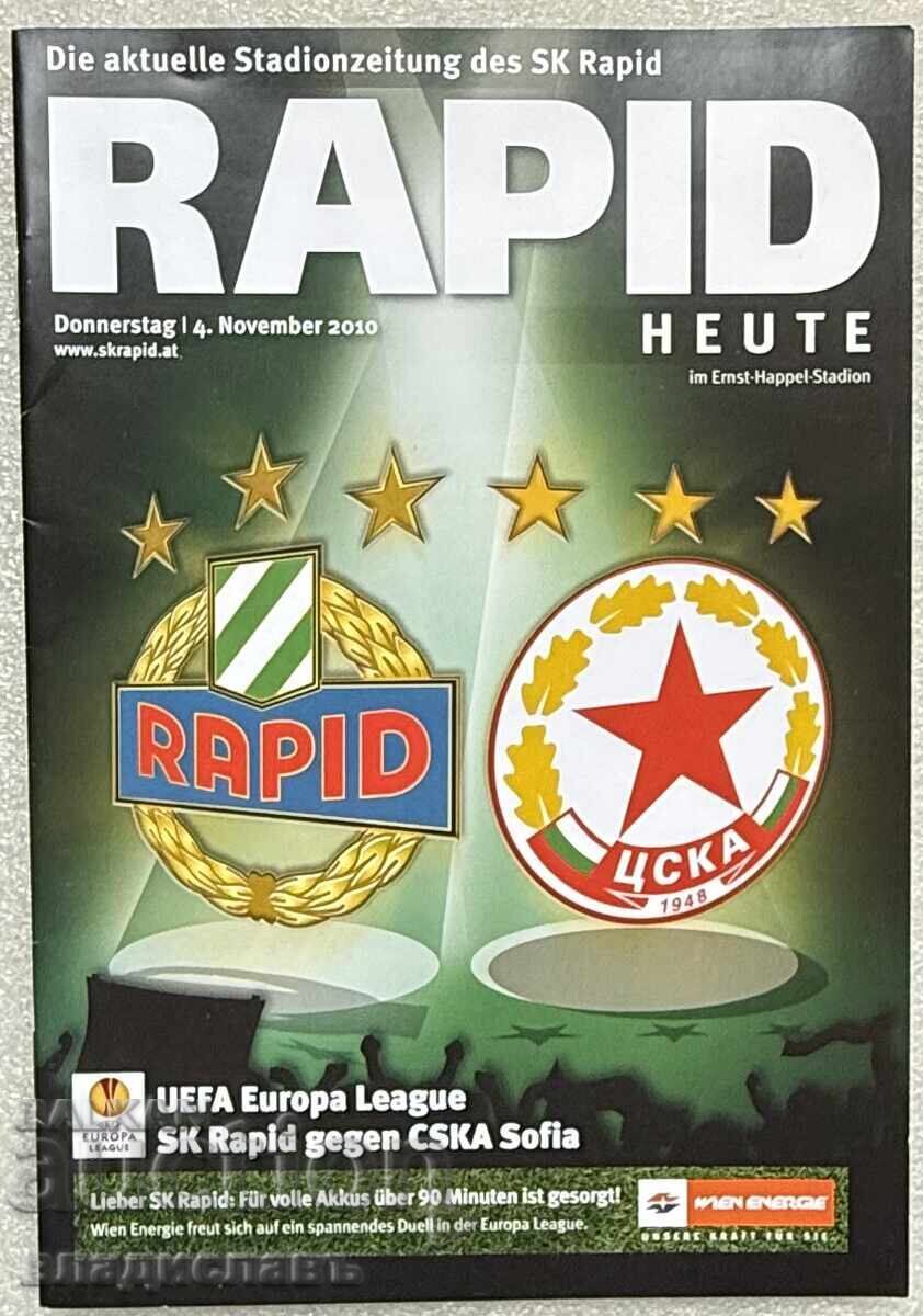 Program de fotbal Rapid Viena - CSKA 2010
