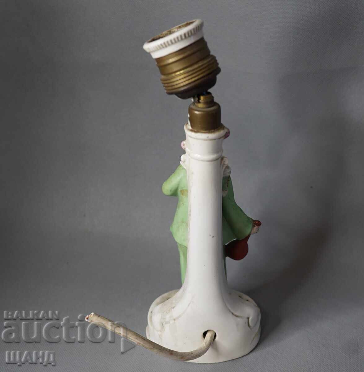 Figurină veche din porțelan, statuetă Pierrot, lampă - 5