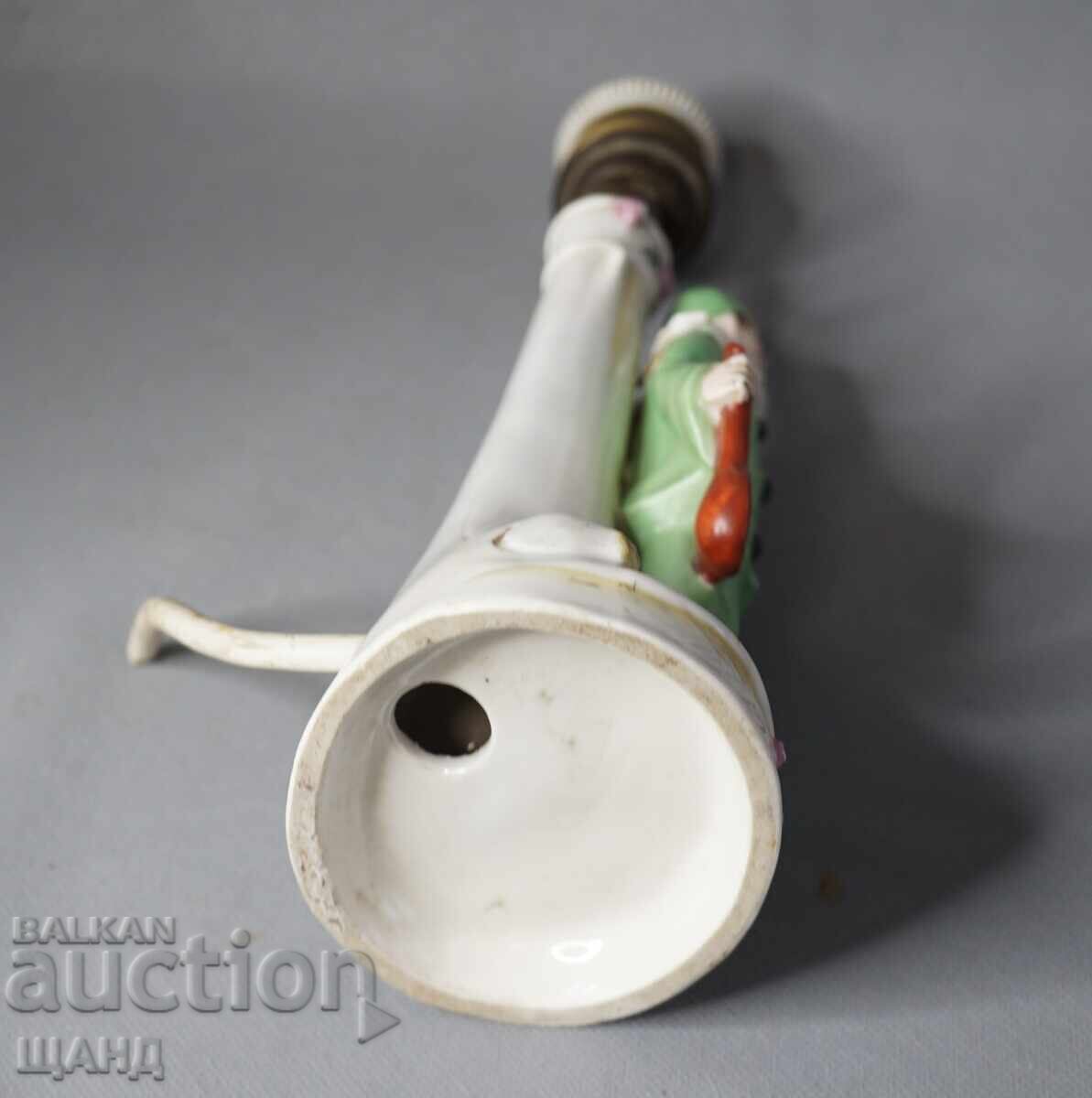 Figurină veche din porțelan, statuetă Pierrot, lampă - 6