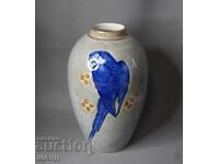 Vază din porțelan ceh Epiag cu papagal Cehoslovacia