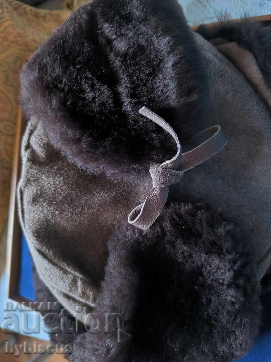 Νέο καπέλο ushanka SSSR φυσικό δέρμα με σουέτ Νέο καπέλο ushanka SSSR φυσικό δέρμα με σουέτ
