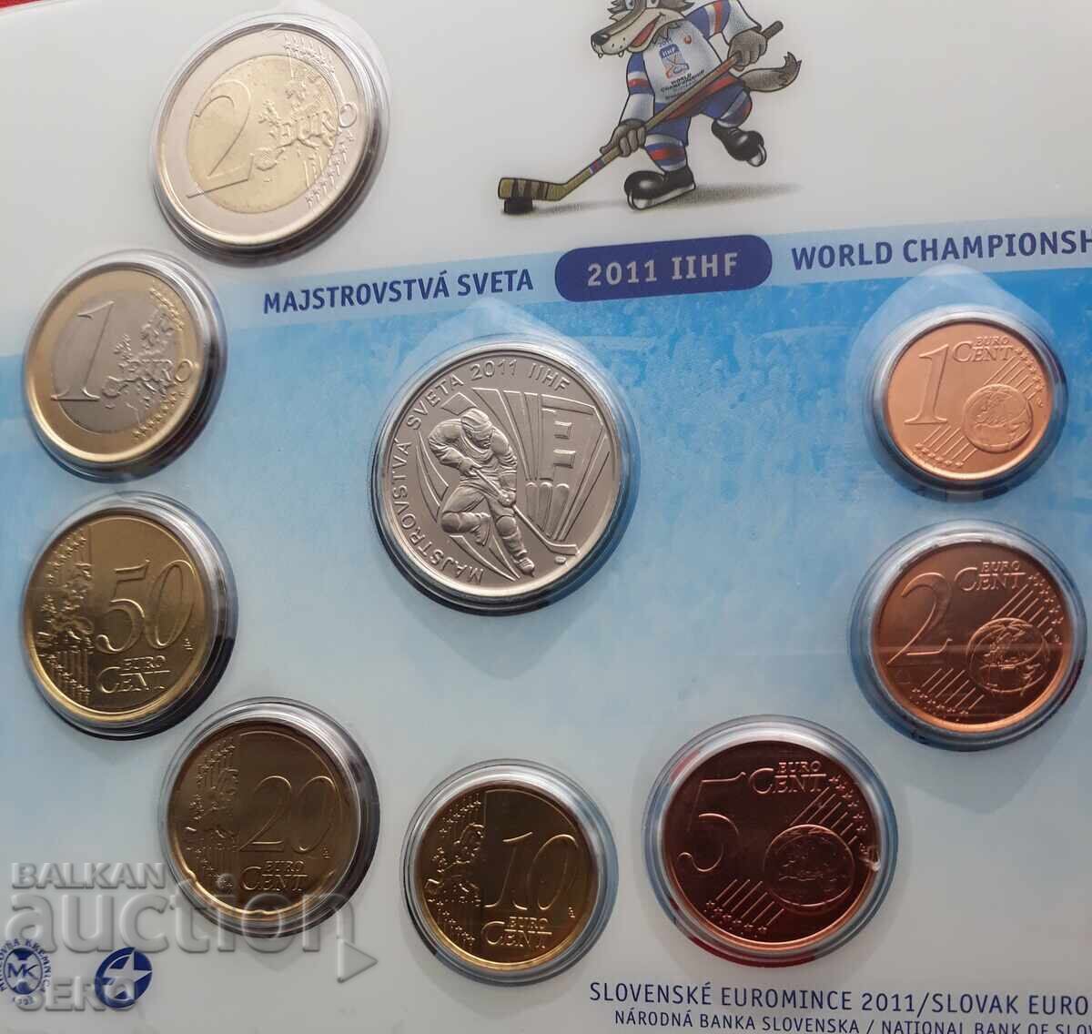 Slovakia - SET 2011 - 8 Euro coins and medal - World Ice Hockey Championship - 5