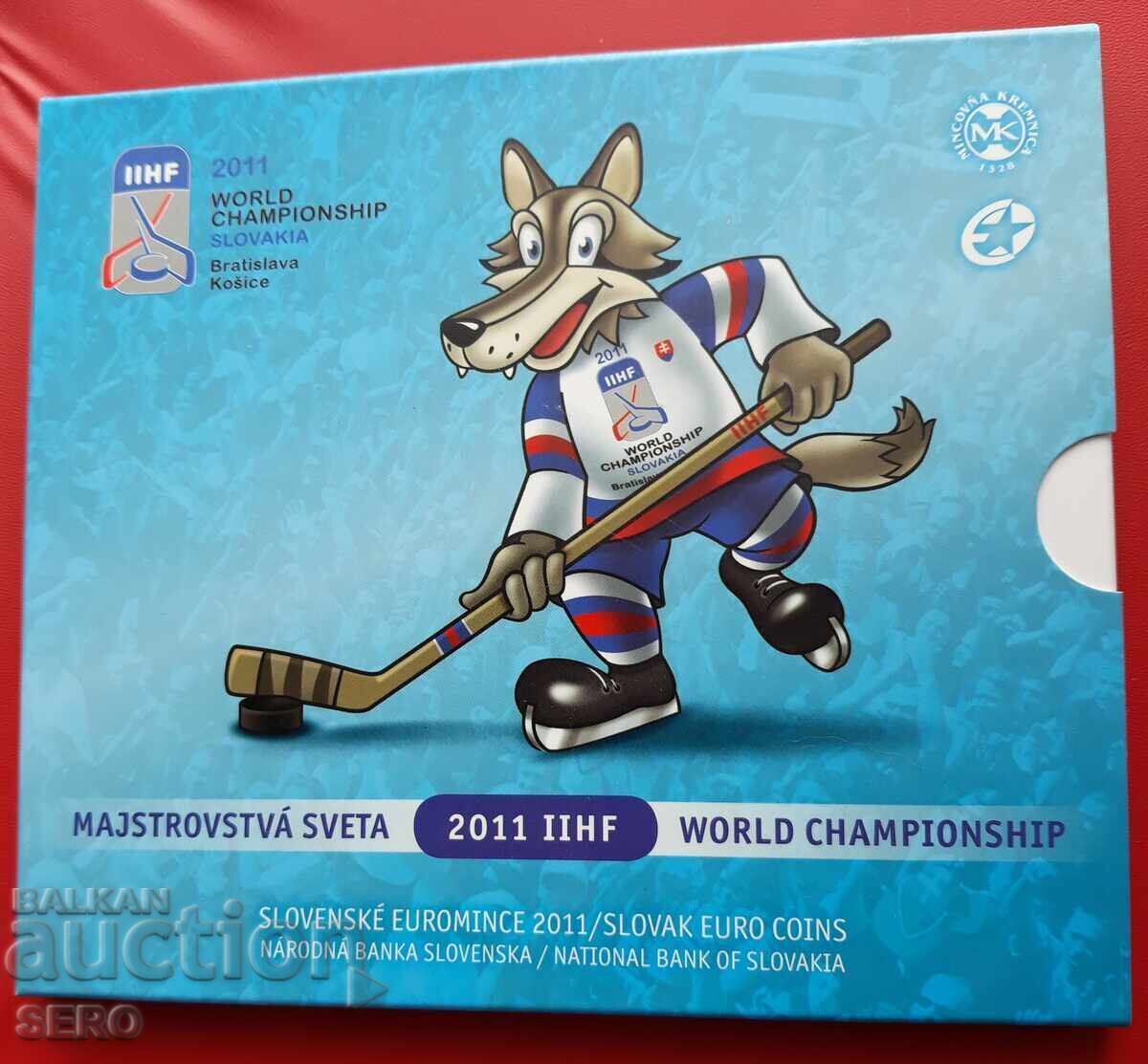 Slovakia - SET 2011 - 8 Euro coins and medal - World Ice Hockey Championship