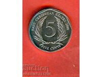 ИЗТОЧНИ КАРИБИ EAST CARIBEAN 5 Цента емисия issue 2008 UNC
