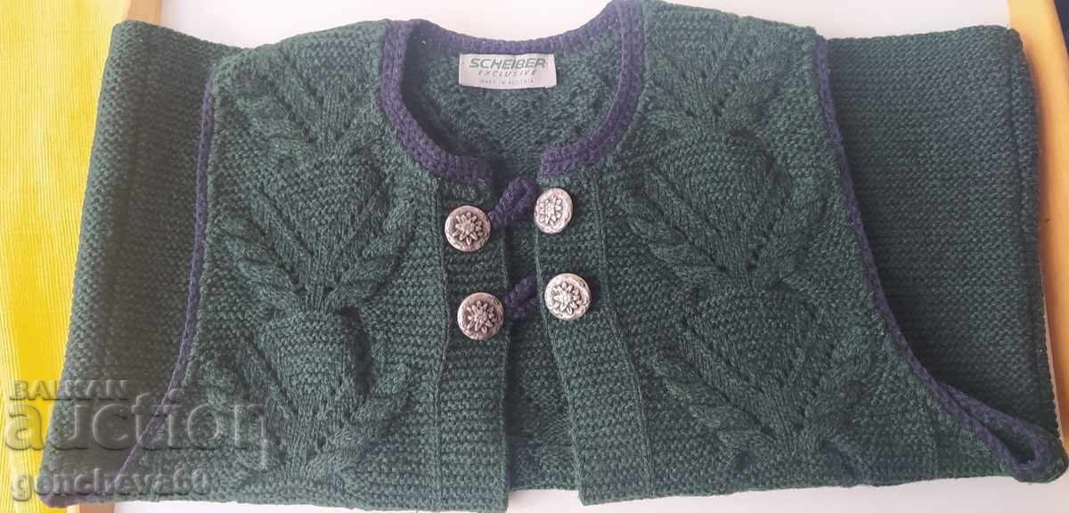Retro knitted green wool vest SCHEIBER - 6 Retro knitted green wool vest SCHEIBER - 6