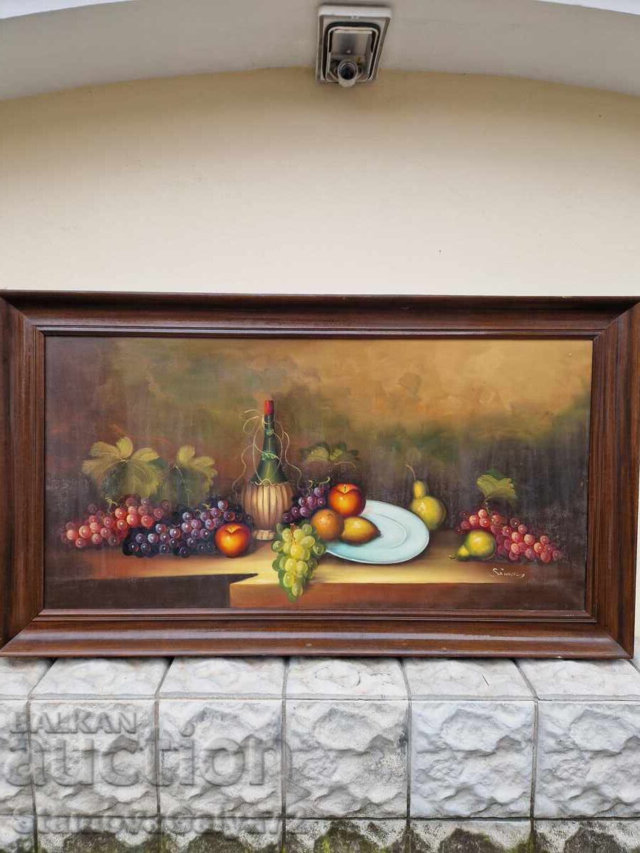 Auction  Still life, huge, masterly, oil, framed, canvas