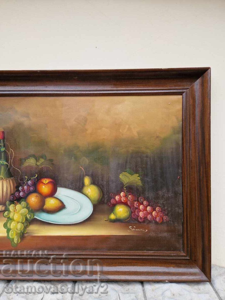 Still life, huge, masterly, oil, framed, canvas - 6
