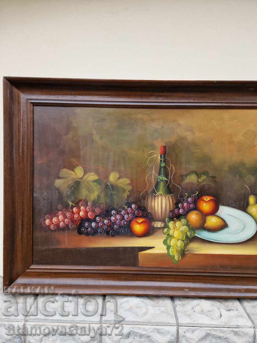 Still life, huge, masterly, oil, framed, canvas - 7