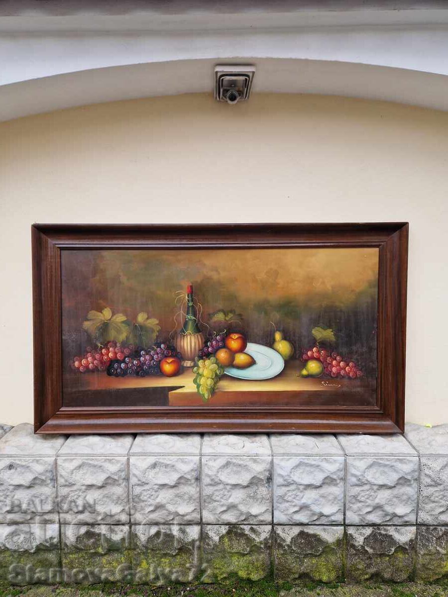 Still life, huge, masterly, oil, framed, canvas