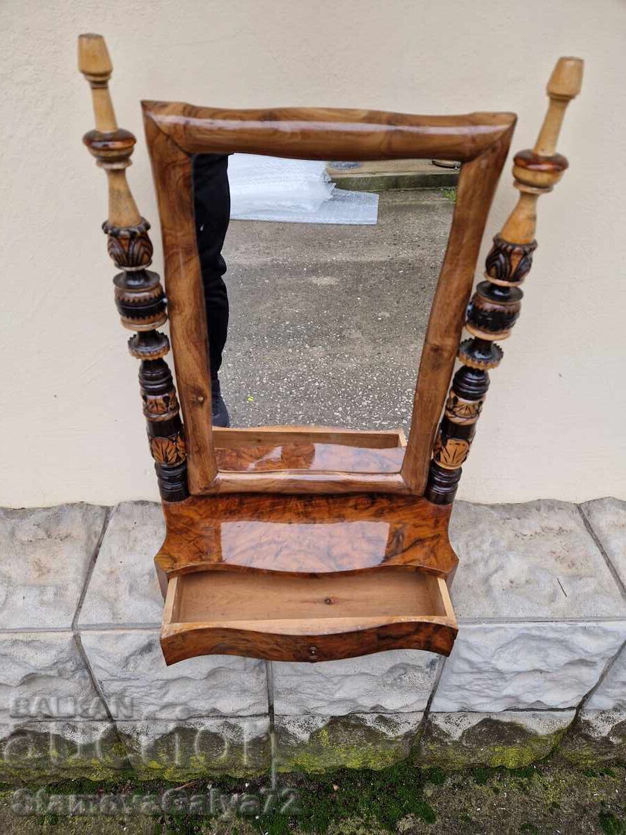 Υπέροχη αντίκα κονσόλα με καθρέφτη, ξυλόγλυπτη, με ένθετα - 6