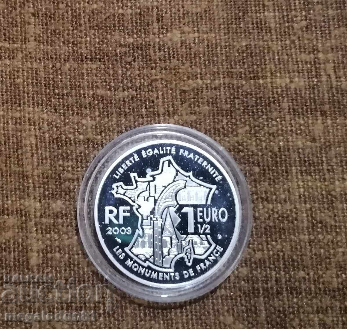 Franța - 1 1/2 euro, 2003, argint cu preț € 80.00 | 156.47 BGN