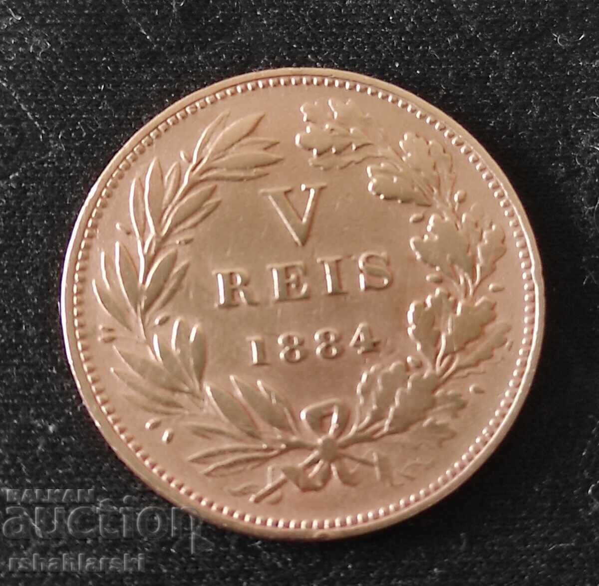 Monedă Portugalia 5 reis [1884]