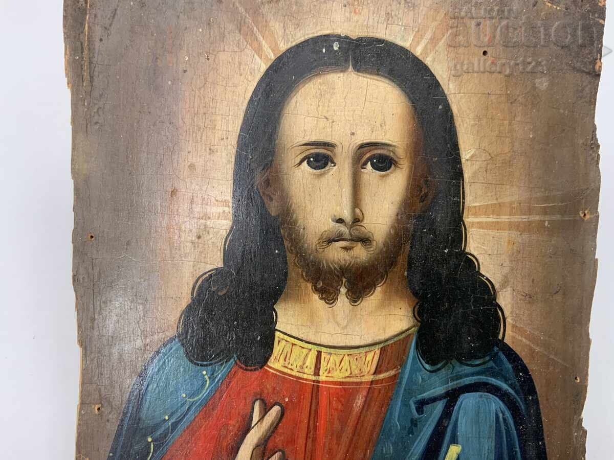 Δημοπρασία Παλιά ρωσική ζωγραφιστή εικόνα Ιησούς Χριστός