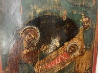 Old hand-painted Bulgarian icon with silver casing: Nativity