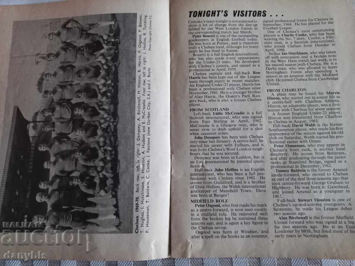 Licitație Program de fotbal - Tottenham - Chelsea 1969