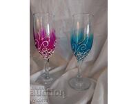 Χειροποίητες ζωγραφισμένες κούπες κρασιού Άρης και Αφροδίτη ❤️