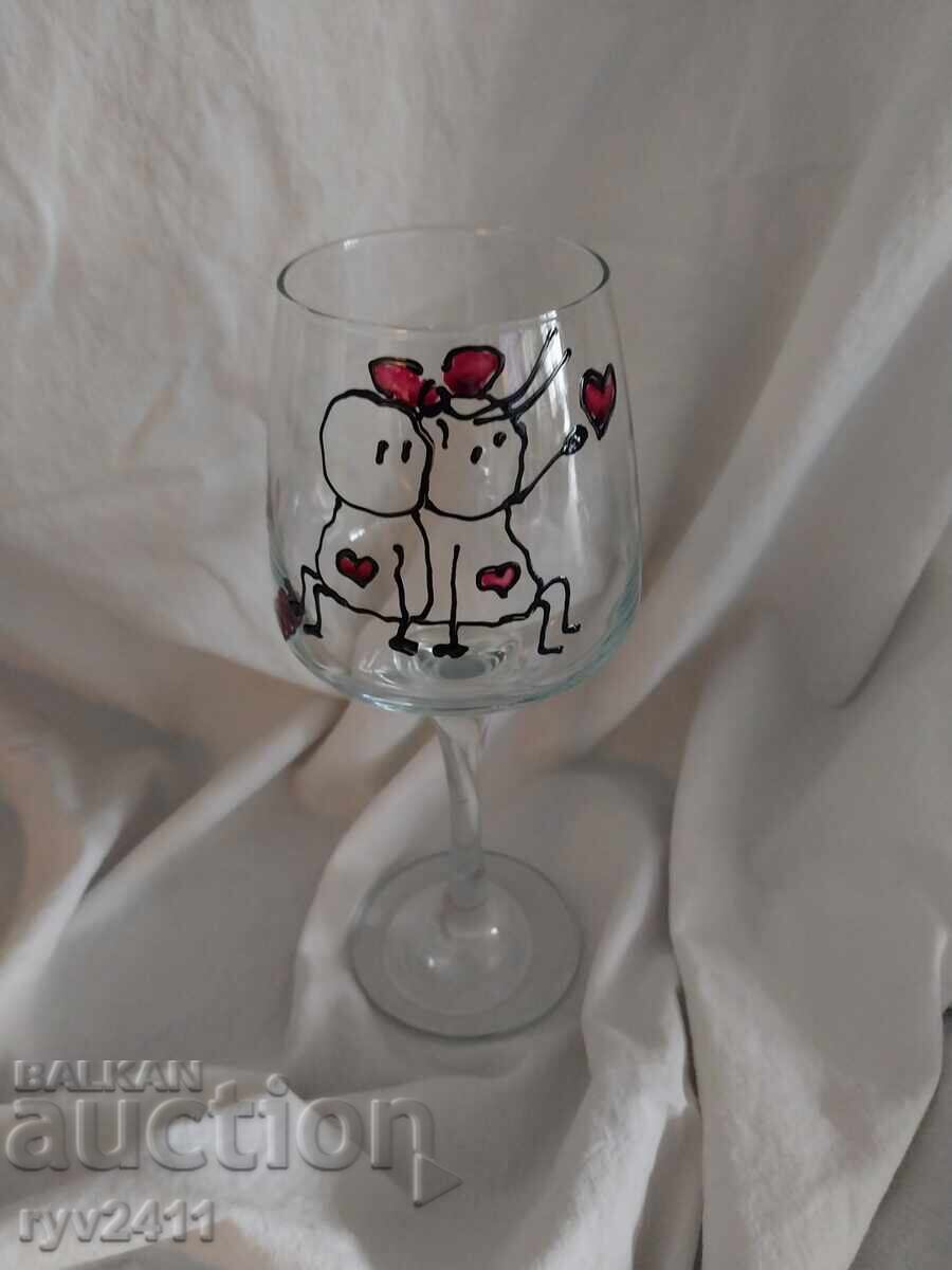 Licitație Căni de vin pictate manual Ea și El ❤️
