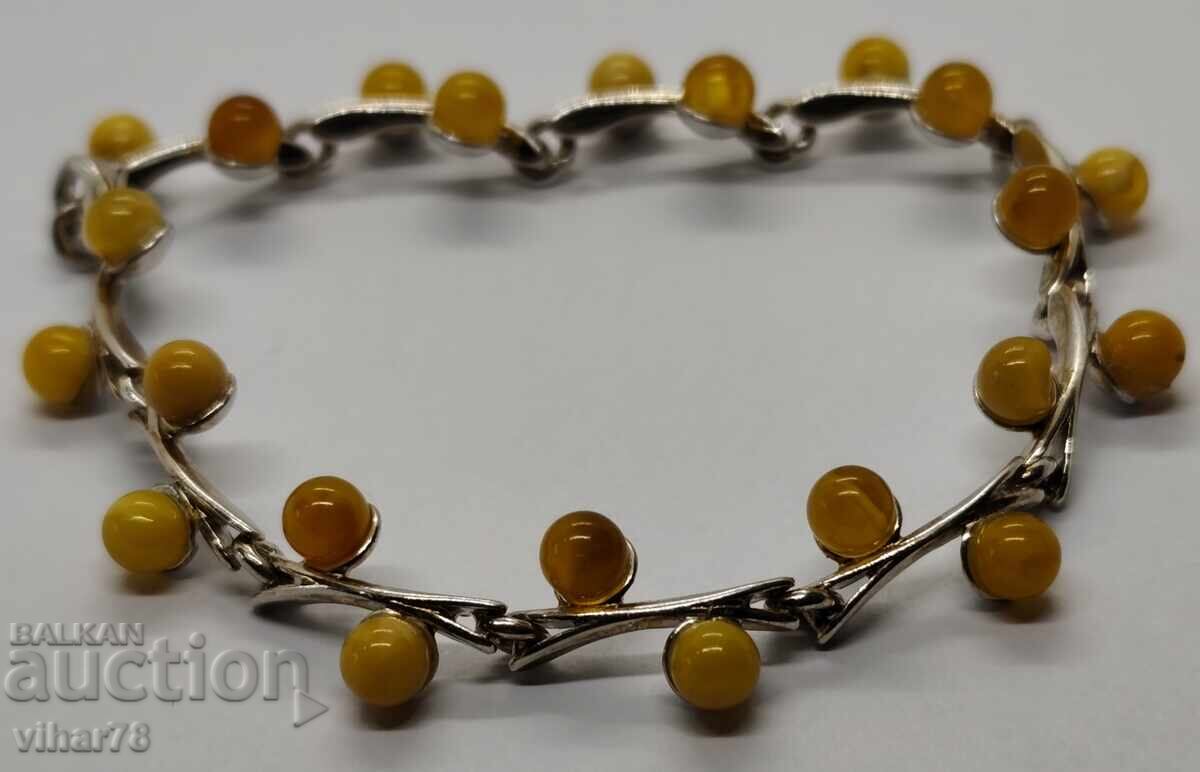 Delicate silver bracelet with 22 pieces of yellow amber - 7