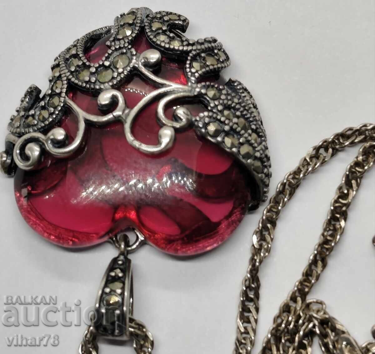 Ασημένιο μενταγιόν καρδιά - 5