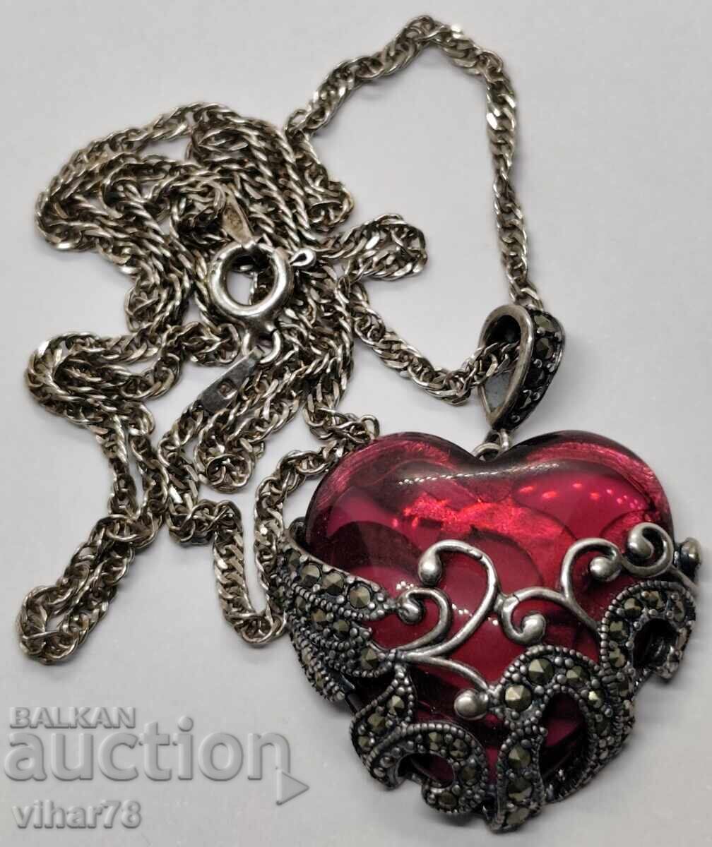 Ασημένιο μενταγιόν καρδιά