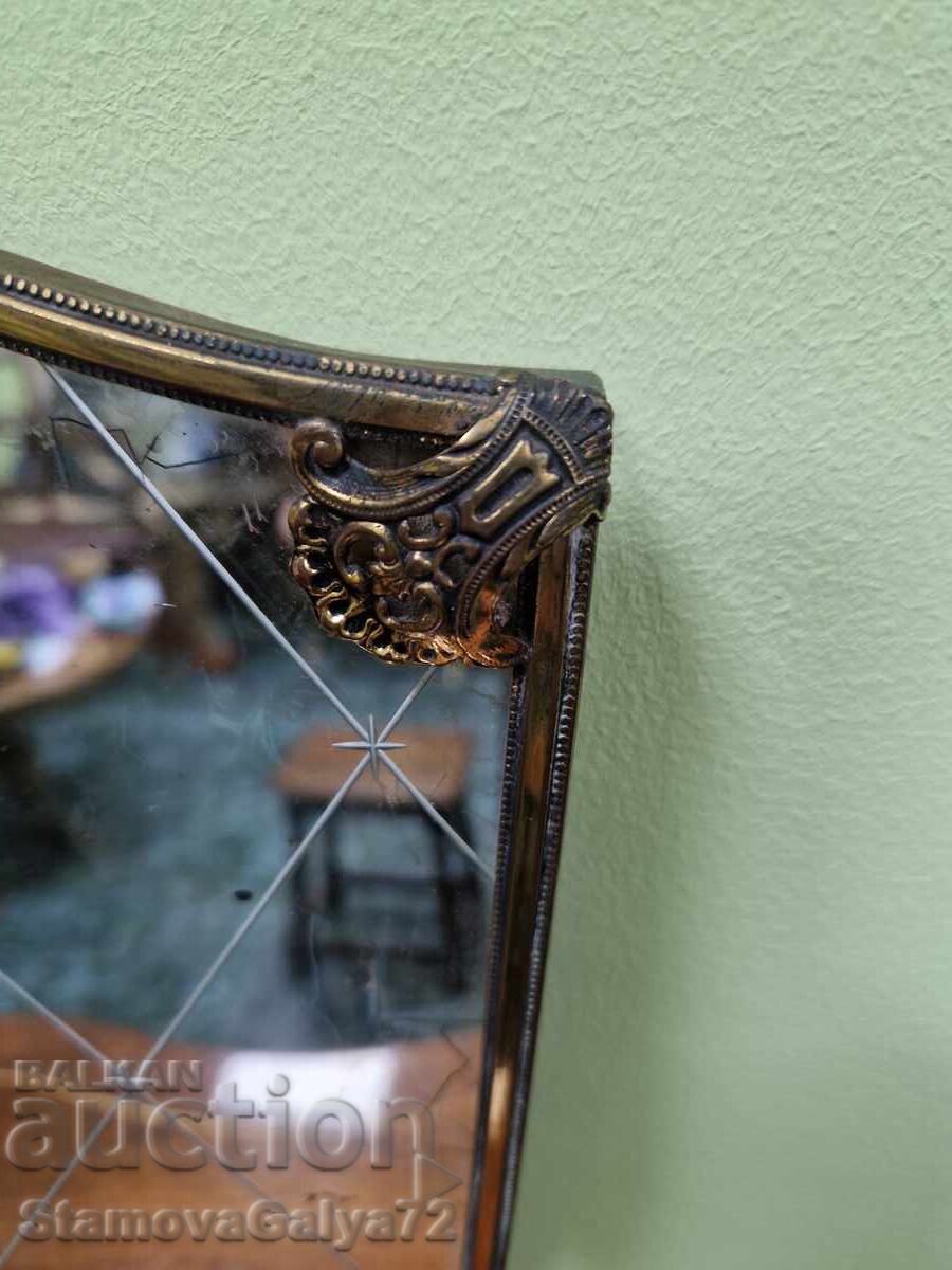 Oglindă antică englezească din bronz, superbă - 5