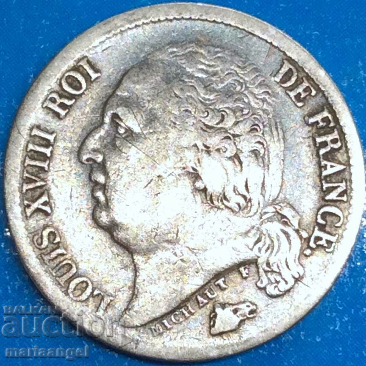 France 1/2 Franc 1817 Louis XVIII Silver - 7