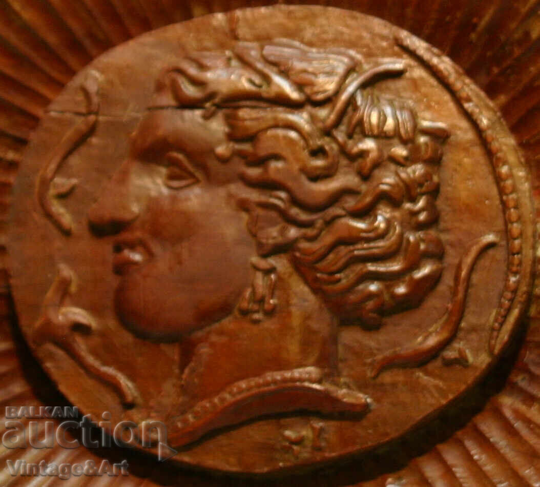 Wood Carving Roman Coin Syracuse Author's