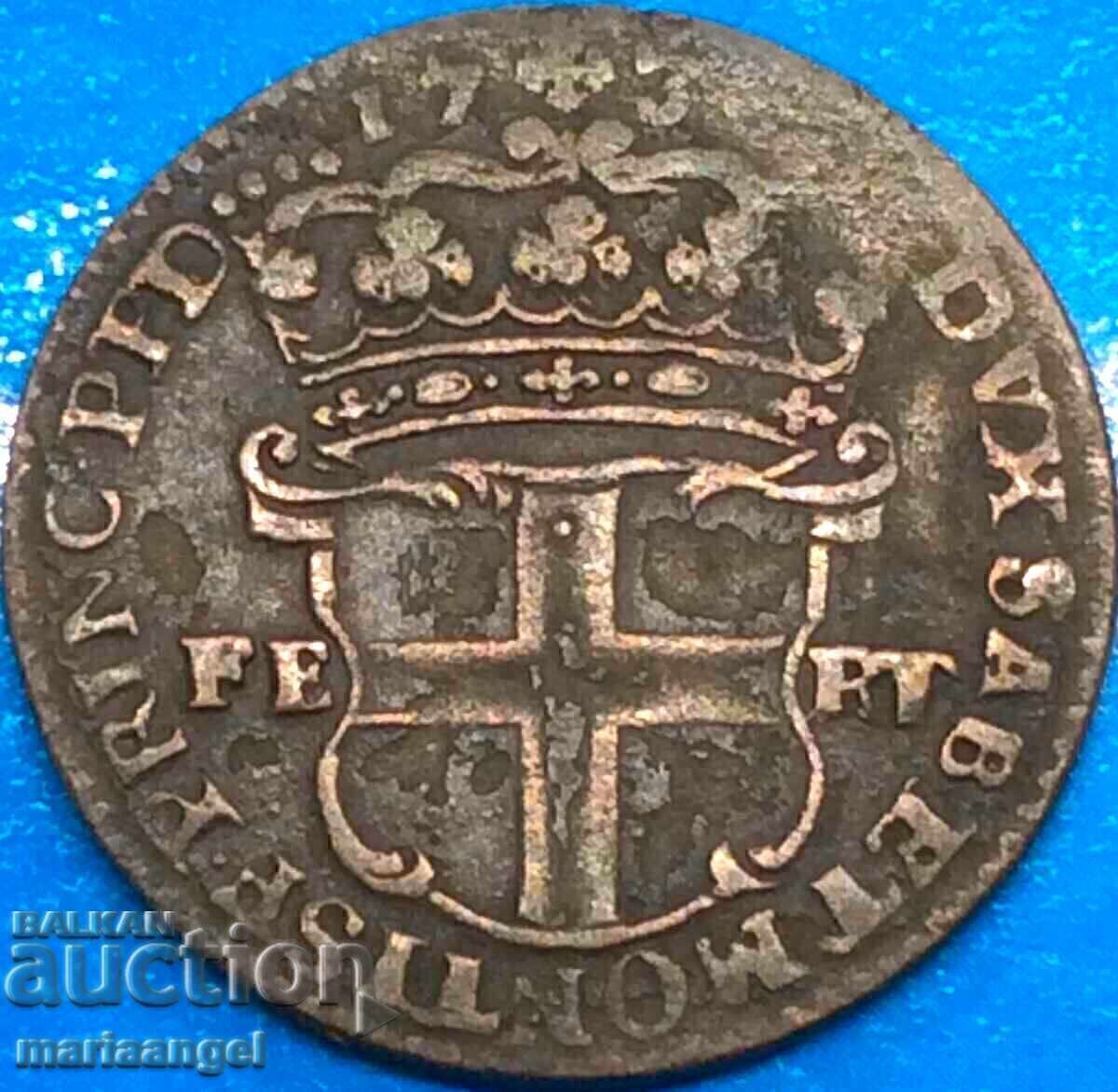 Savoy 5 soldi 1736 Ιταλία Carlo Emmanuel III (1730-1755) biln - 5