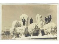 1928 FOTOGRAFIE VECHE VARNA MAREA ÎNGHEȚATĂ GHEAȚĂ PE CHEI E899