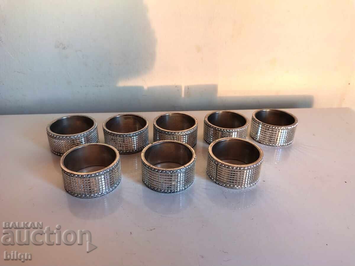 Ασημένια Δαχτυλίδια Χαρτοπετσέτας με Κρύσταλλα