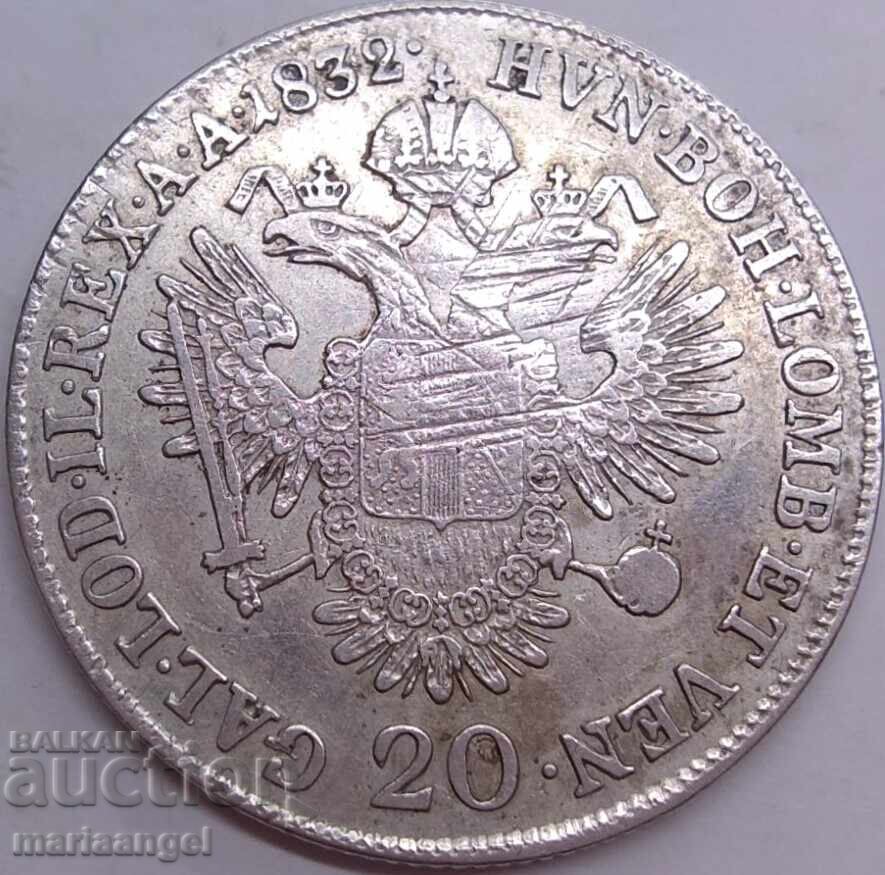 20 Kreuzers 1832 Austria pentru Ungaria A - Viena 26mm Patină cu preț € 22.50 | 44.01 BGN