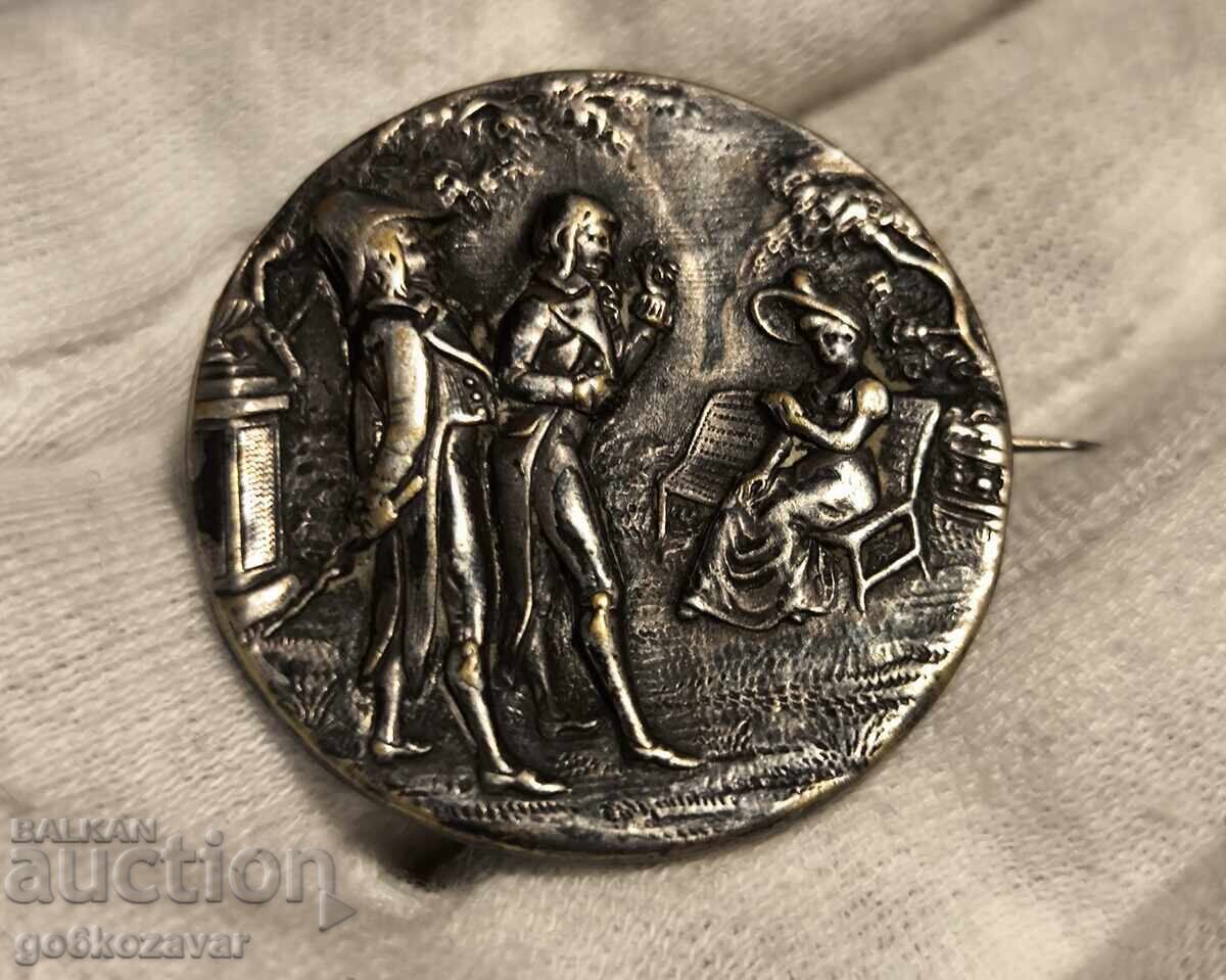 Broșă artistică cu scenă clasică din secolul al XIX-lea