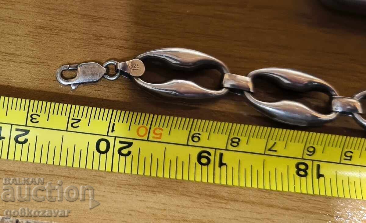 Мъжки сребърен синджир 925 здрава интересна плетка ! - 6