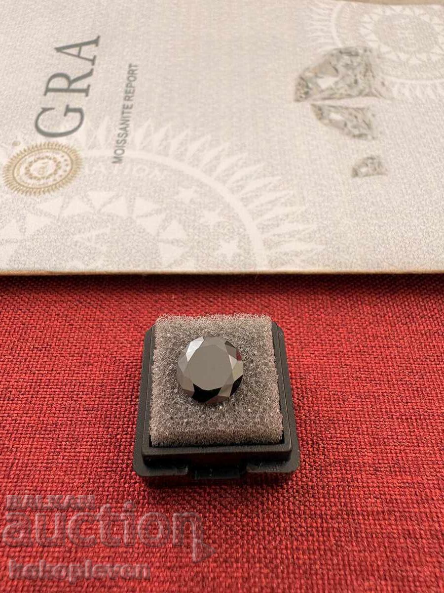 Μαύρο Διαμάντι - μοϊσανίτης 8mm, 2.0 ct, πιστοποιητικό GRA